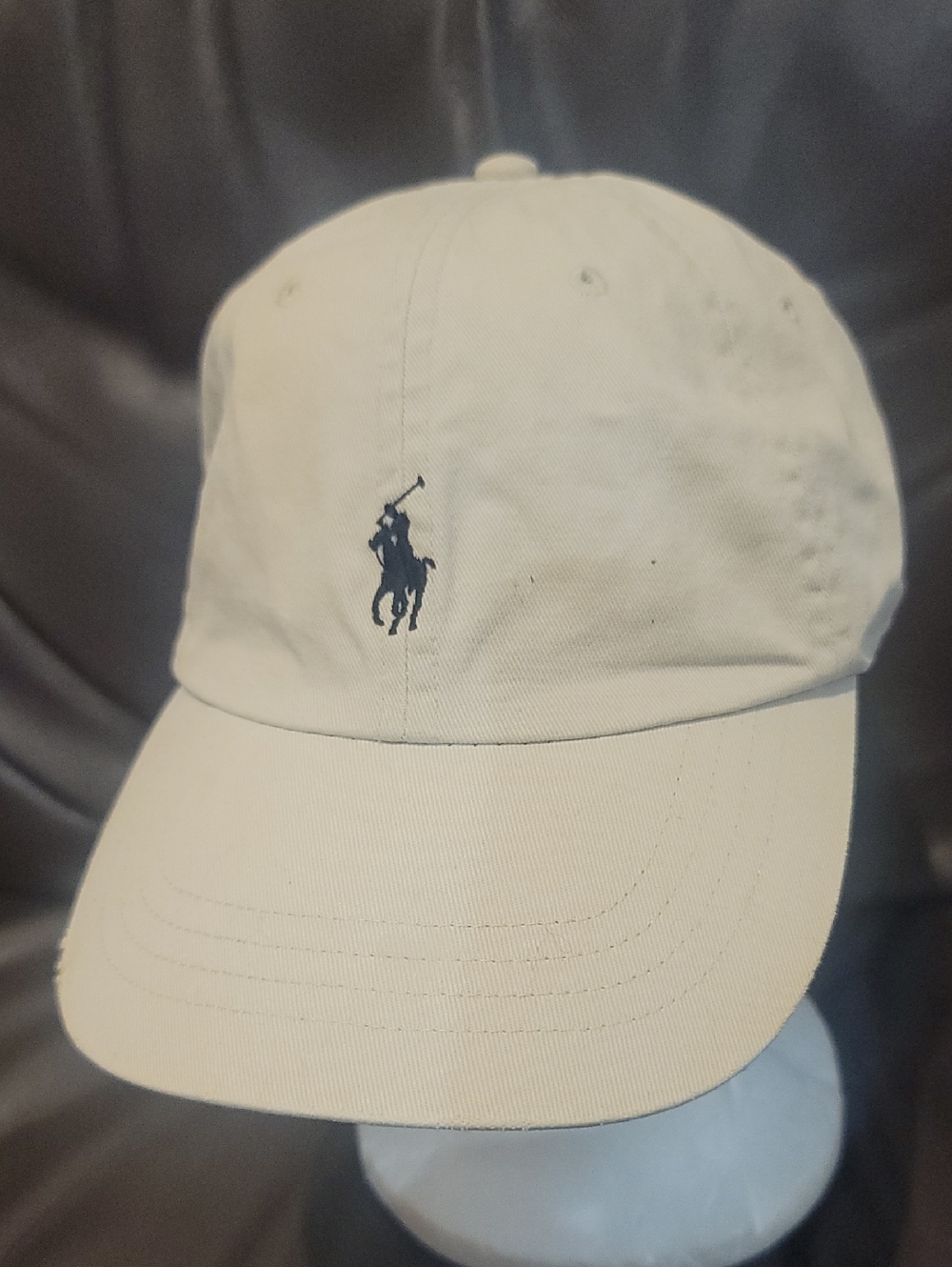 Ralph Lauren Beige Cap with Polo Logo Leather Strap